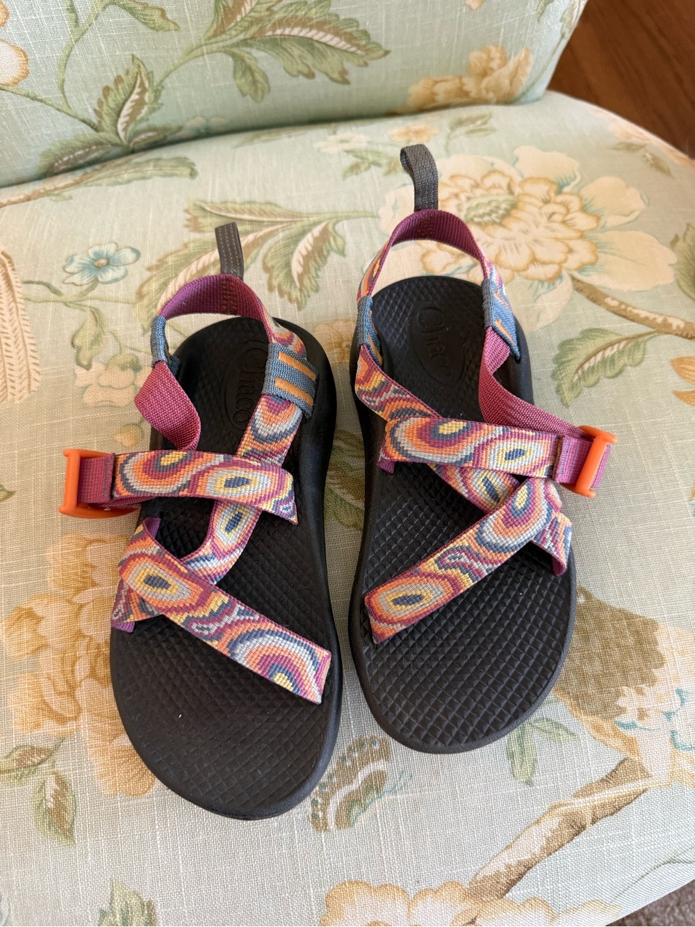 Chaco Kids Sandal — Multicolor Straps with Black Footbed